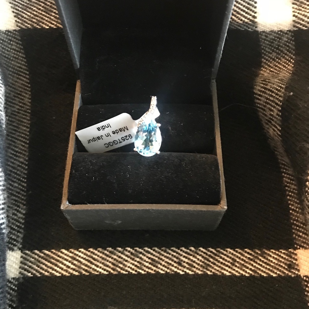 Sky blue and white topaz pendant!